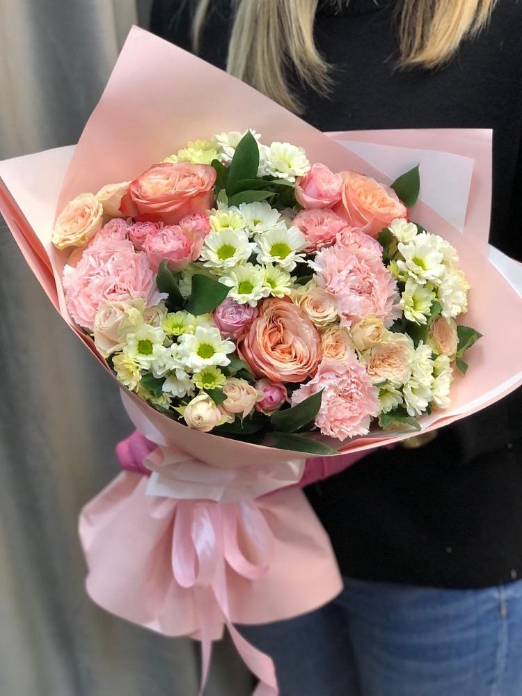 Букет цветов из: Гвоздики, Розы и Хризантемы в Талах