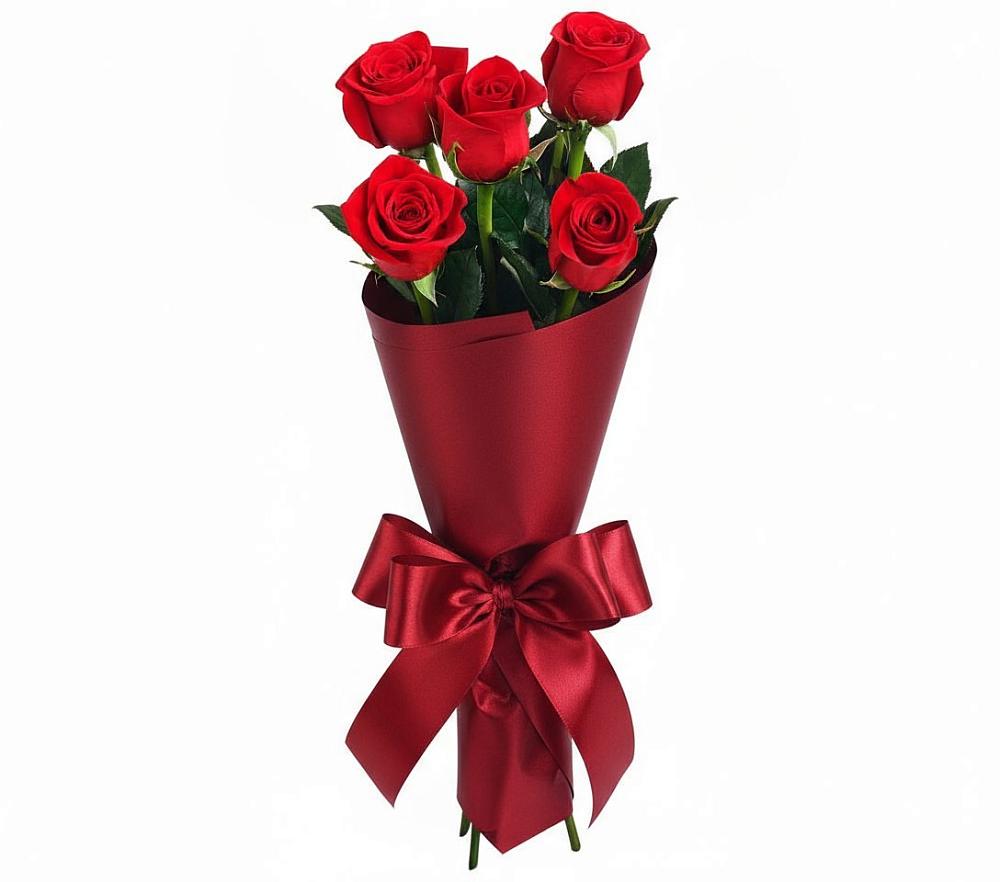 Букет 5 Красных роз Эдлесс Лав в Талах