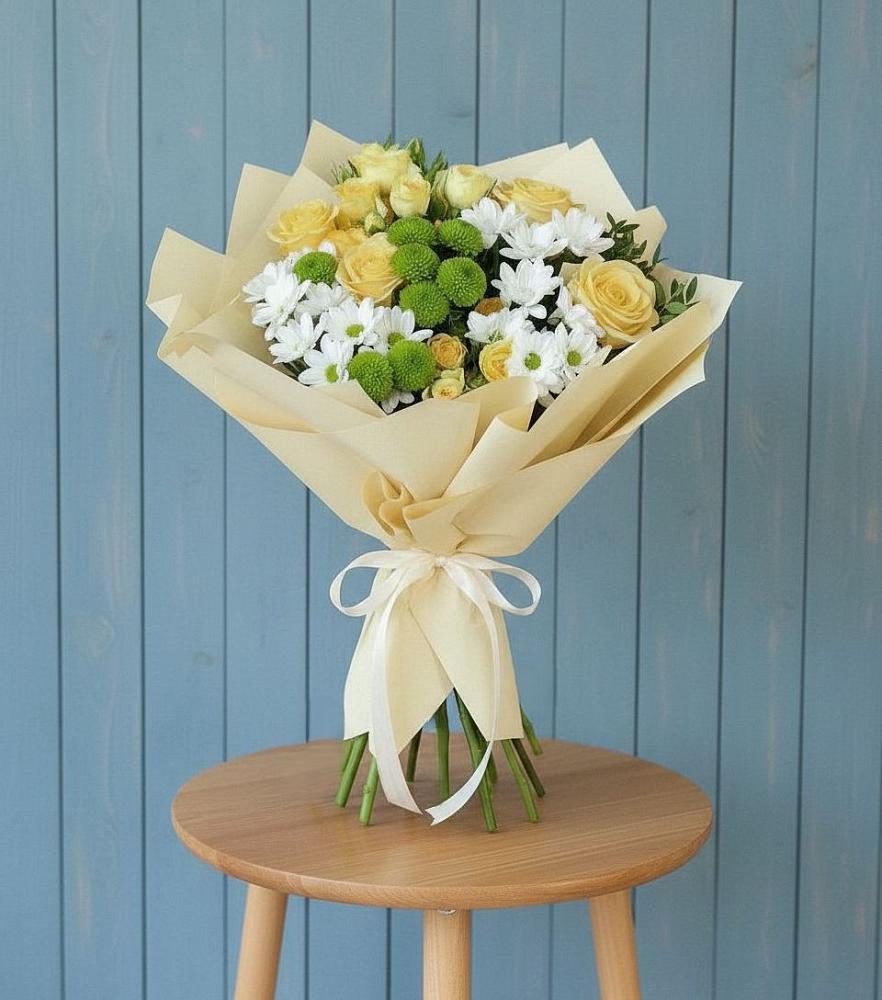 Букет цветов из: Хризантемы и Розы в Талах