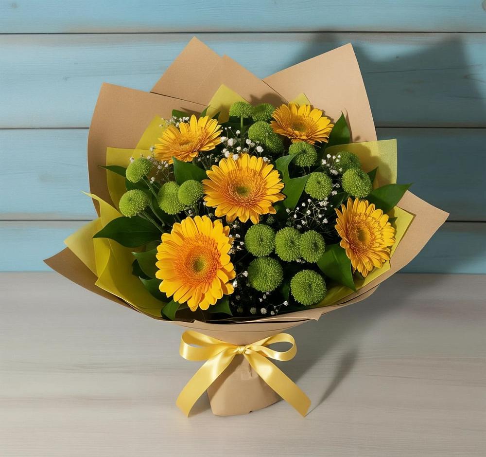 Букет цветов из: Герберы и Хризантемы в Талах