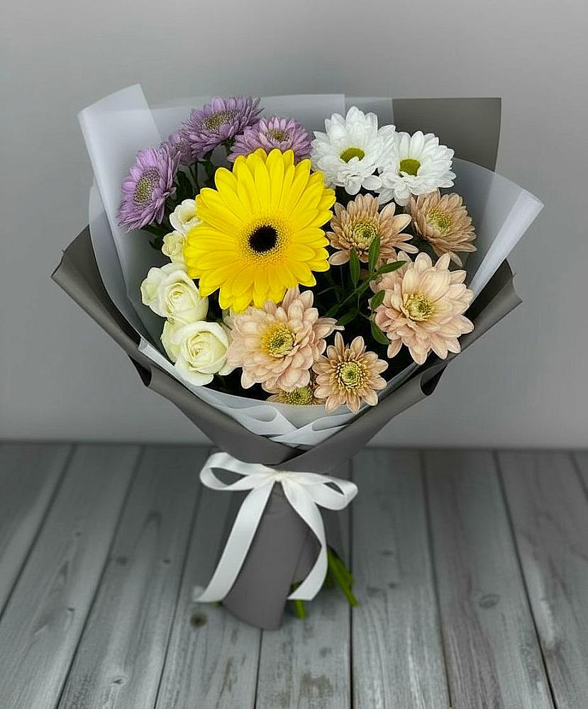 Букет цветов из: Розы, Герберы и Хризантемы в Талах