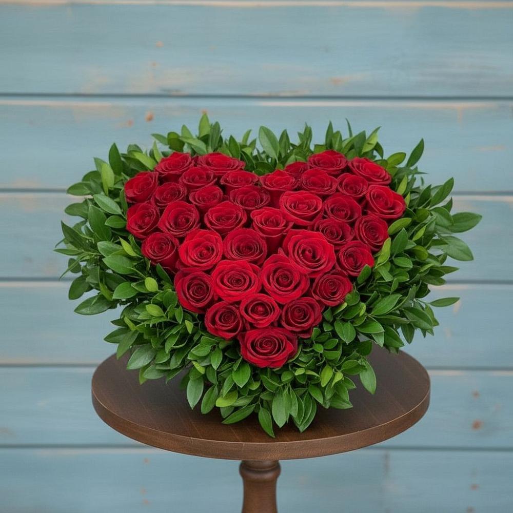 Цветочная композиция из Розы в виде сердца в Талах