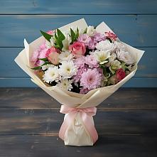 Букет цветов из:  Хризантемы, Альстромерии и Розы #REPLACE_PRED# Талах