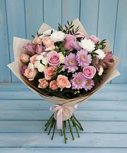 Букет цветов из:  Хризантемы, Розы и Альстромерии в Талах