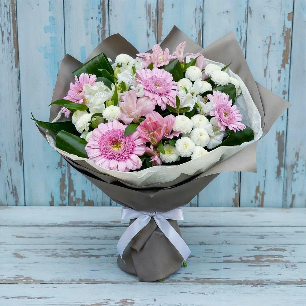 Букет цветов из: Герберы, Альстромерии и Хризантемы в Талах