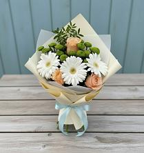 Букет цветов из:  Герберы, Розы и Хризантемы в Талах